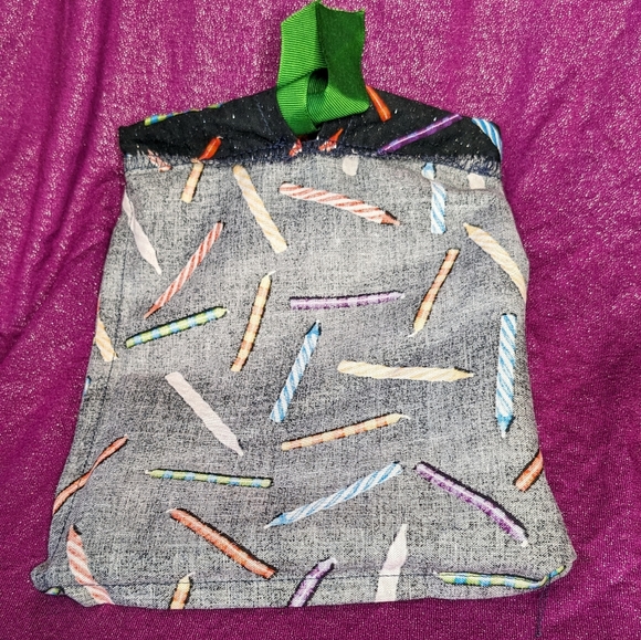 Small Reusable sparkle birthday candle drawstring giftbag- green ribbon (1 of 2) - Picture 2 of 3